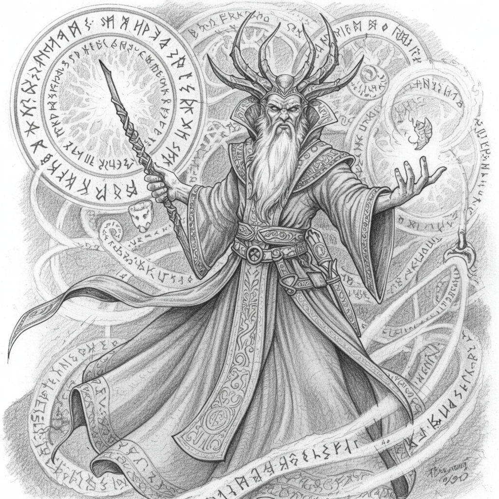 Pencil Illustration Sorcerer, Art