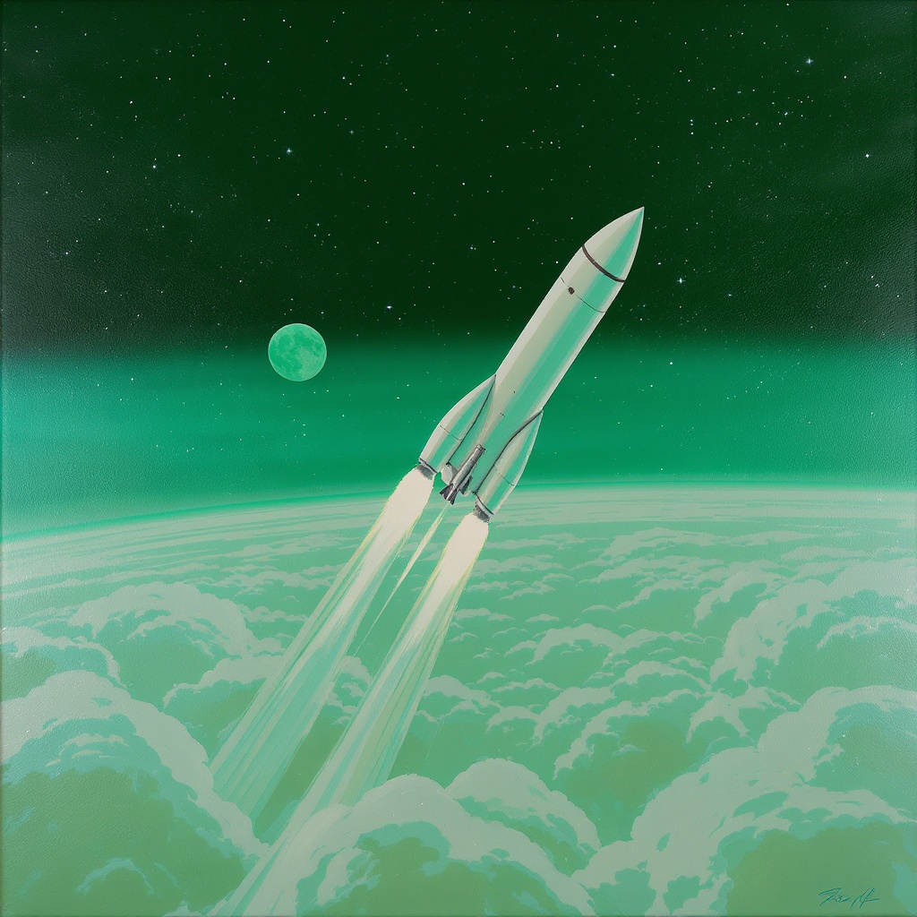 Rocket Soaring Through Art