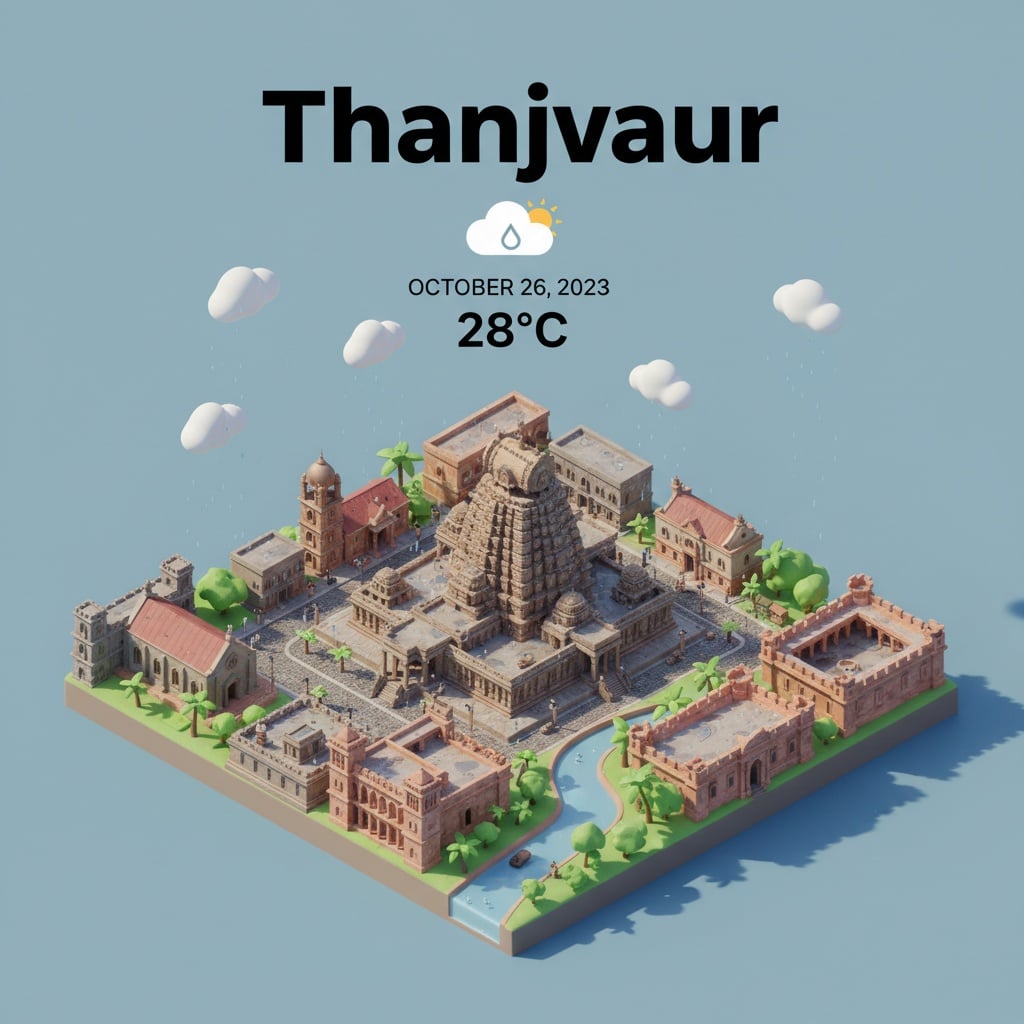 City Thanjavur India Present A Clear 45 Top Down Isometric