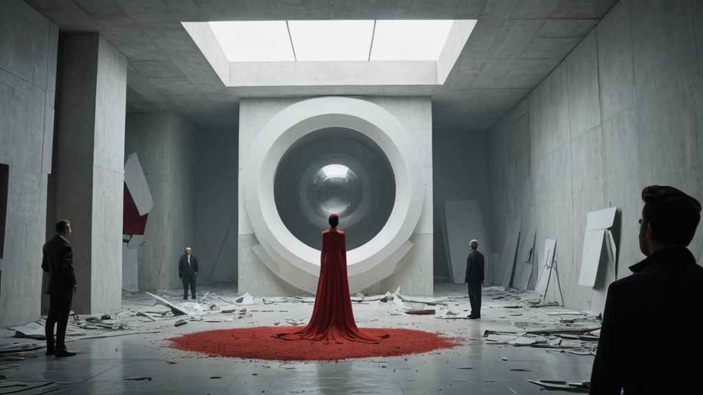 rear-view, made by John martin, Aleksi Briclot, Anish Kapoor, Chiharu Shiota, Beeple, Daniel Arsham, El Lissitzky, Syd Mead, Carl Kleiner, Santiago Calatrava, gilleard,
