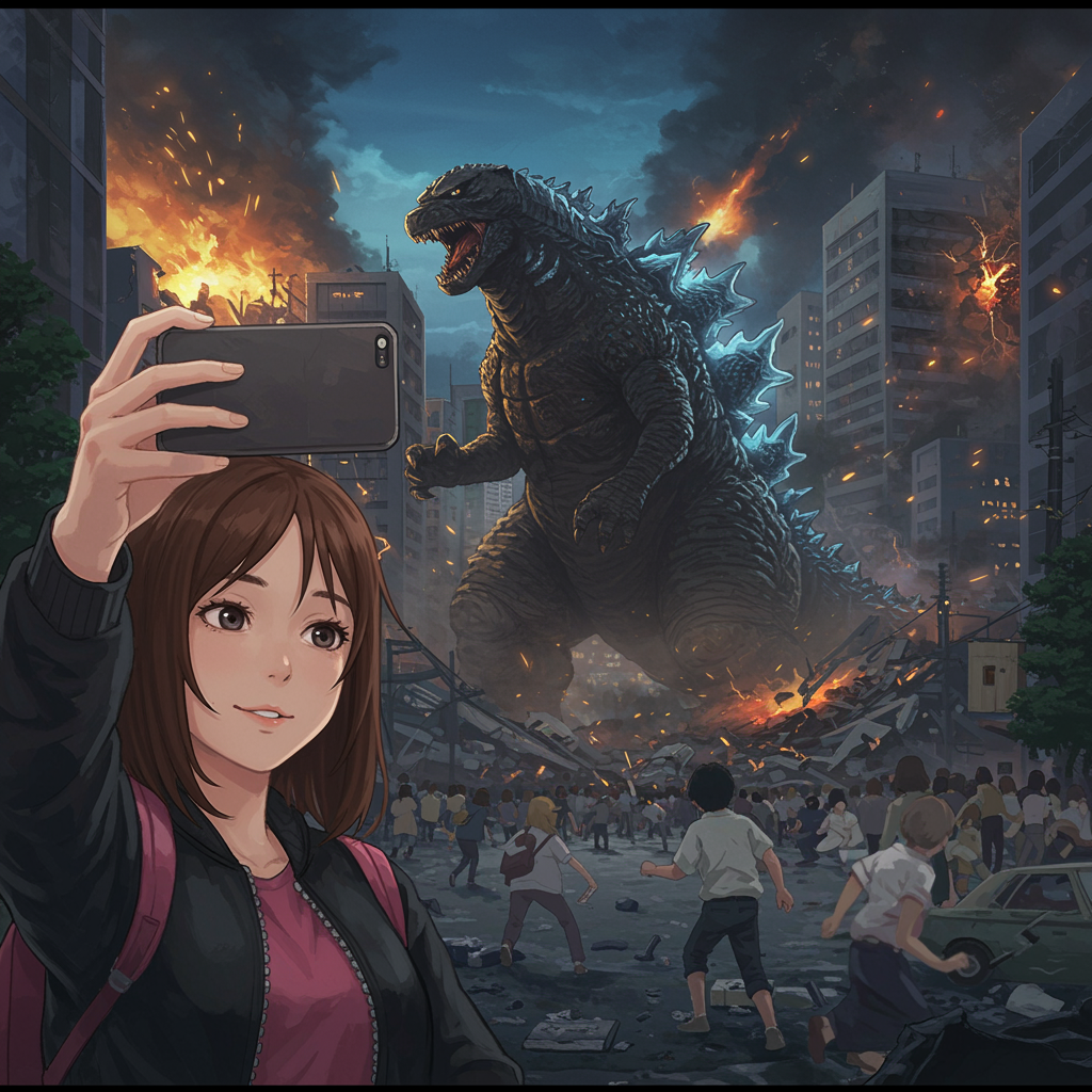 Woman Capturing Phone Artwork