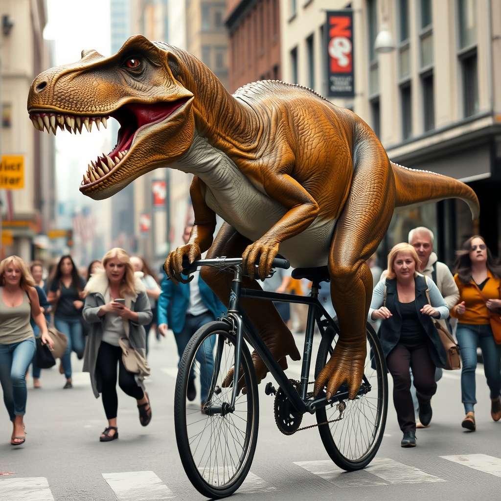 Tyrannosaurus Rex Pedaling Artwork