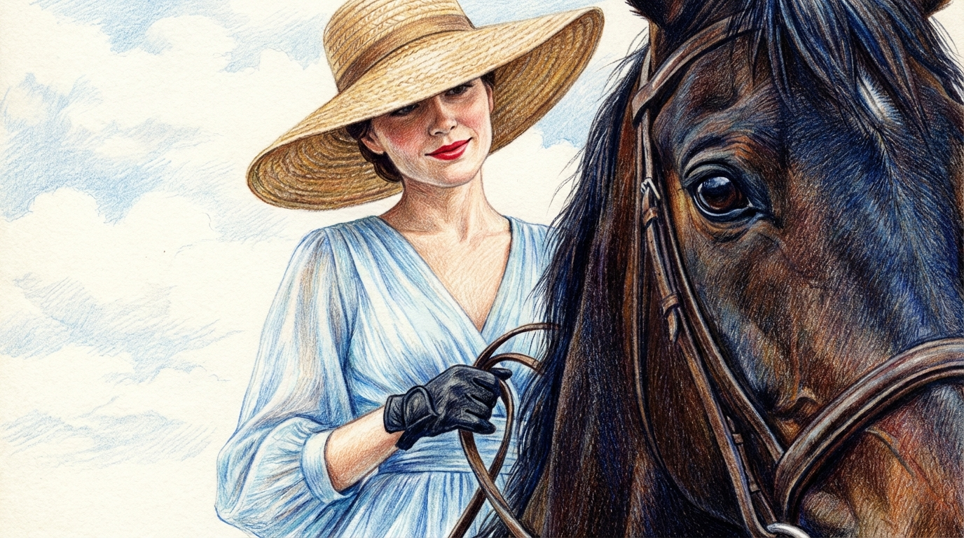 Elegant Woman With Horse In Sunlight