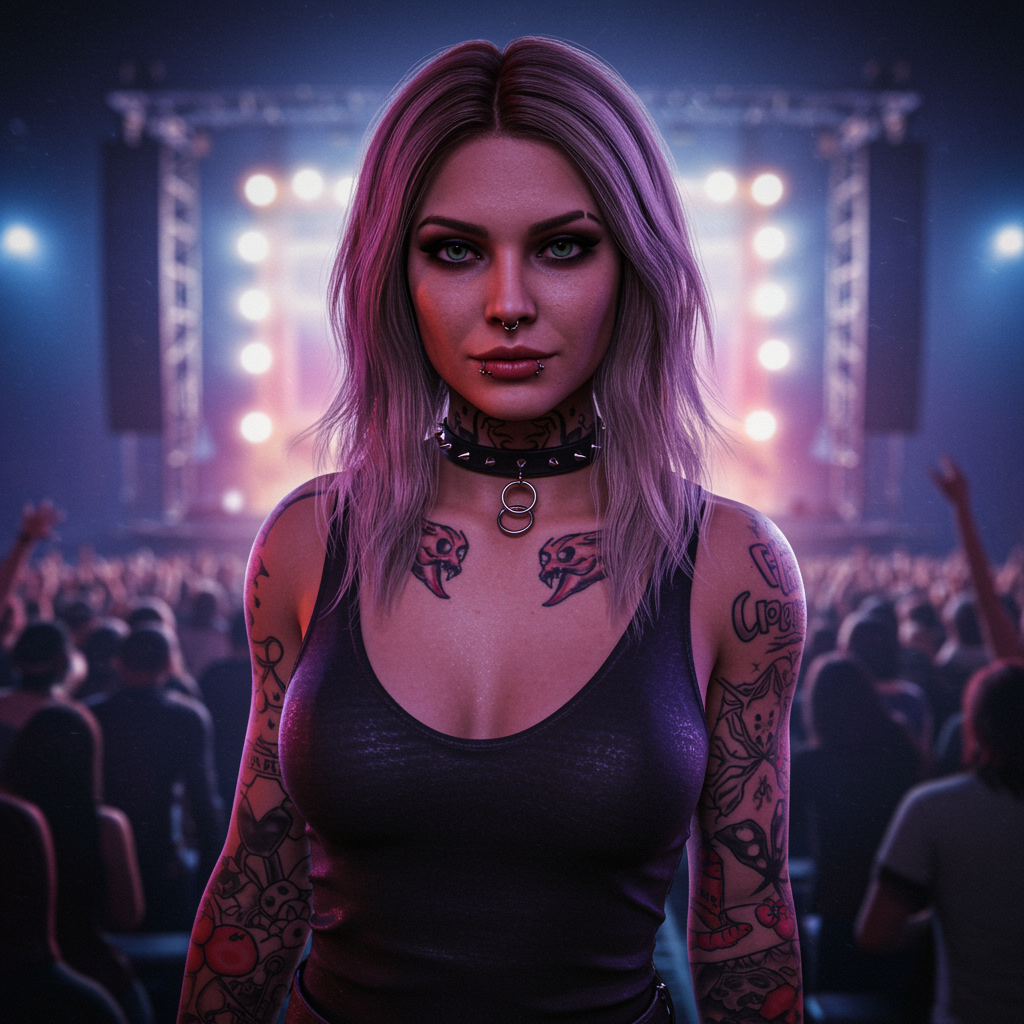 Female Rockstar Standing Art
