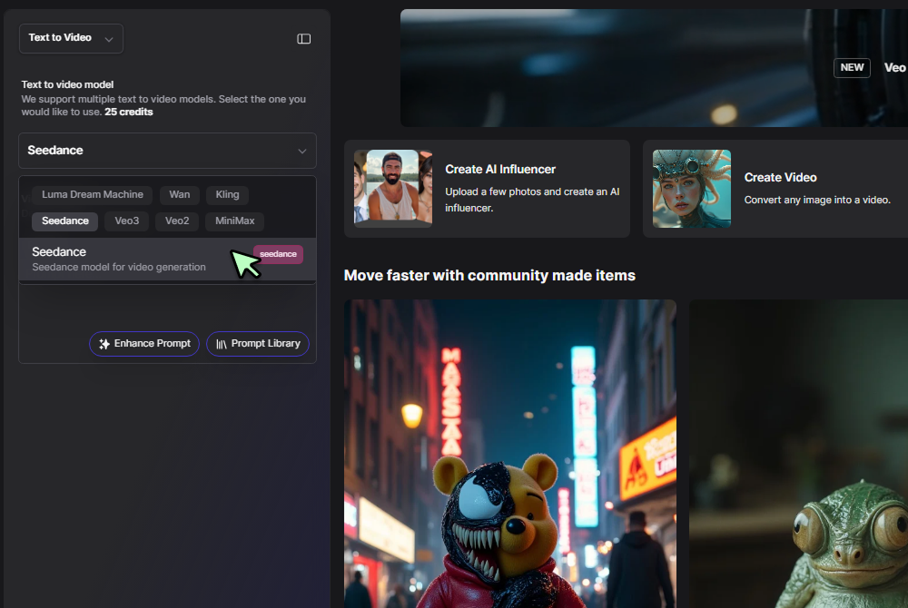 Step 2: Pick a Mode and Your Preferred Video Model