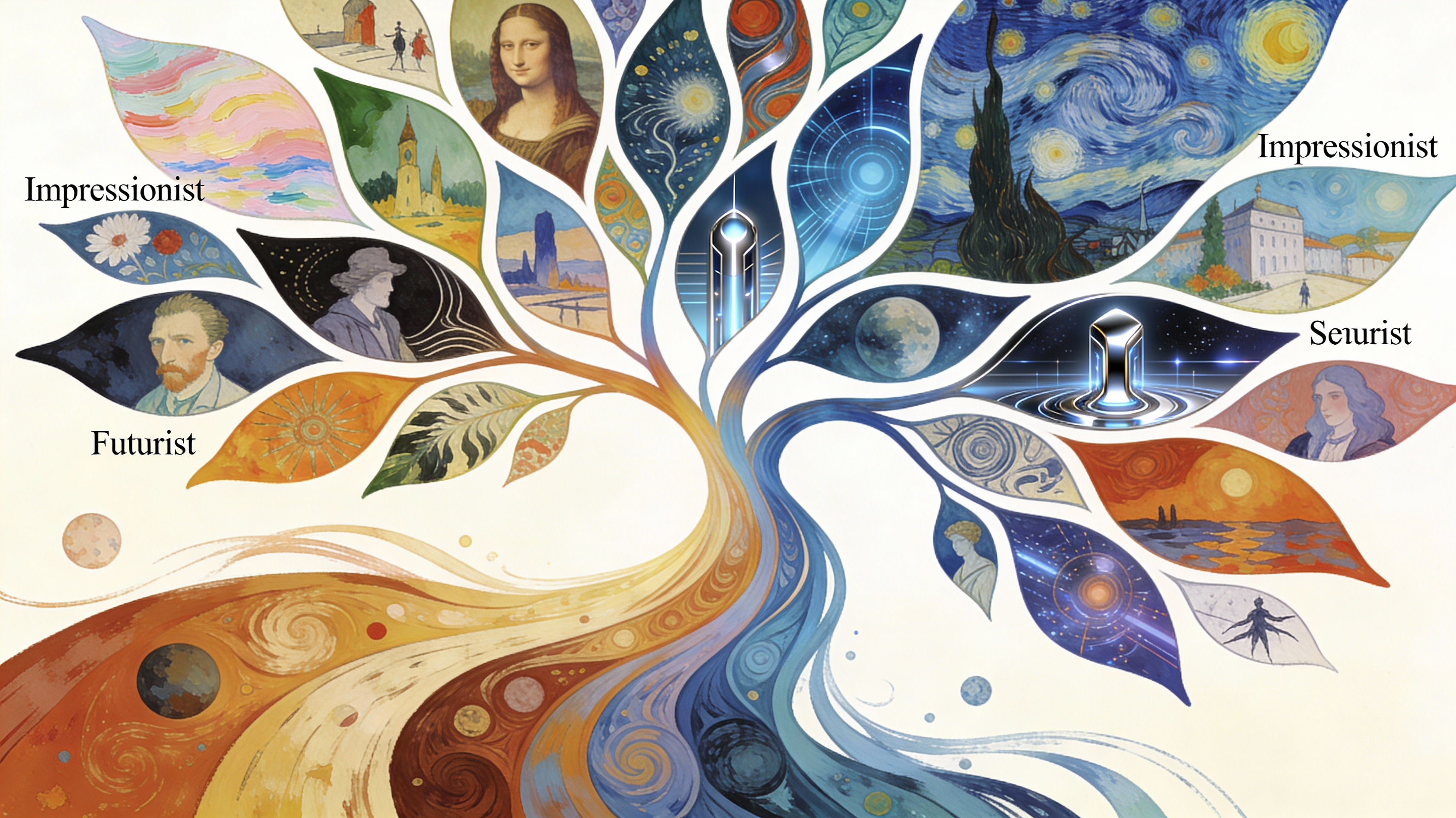 Experiment with 30+ Art Styles Instantly - Feature illustration