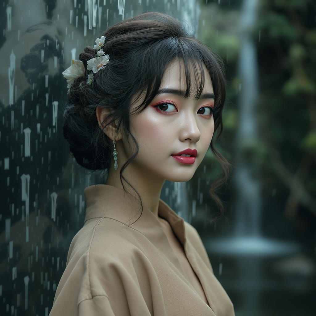 Asian Woman Curled Art