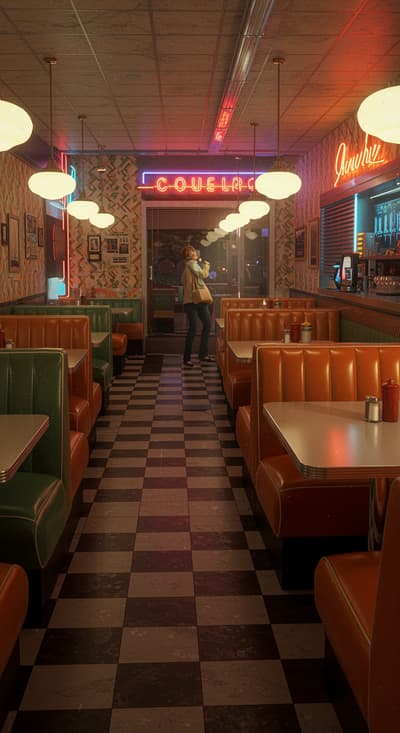 restaurant diner late 70s los angeles interior design