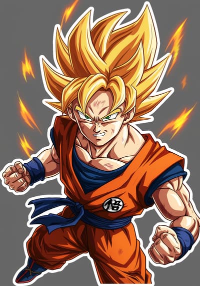 anime goku realism 2d sticker style