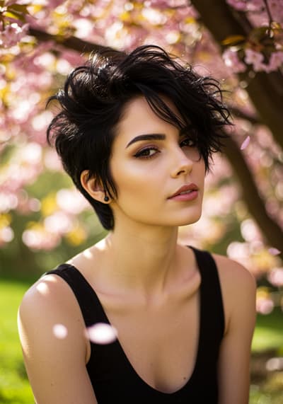 relaxed pixie short black hairstyles