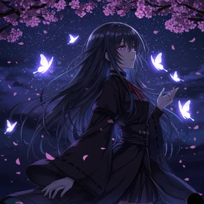 beautiful dark anime girl aesthetic