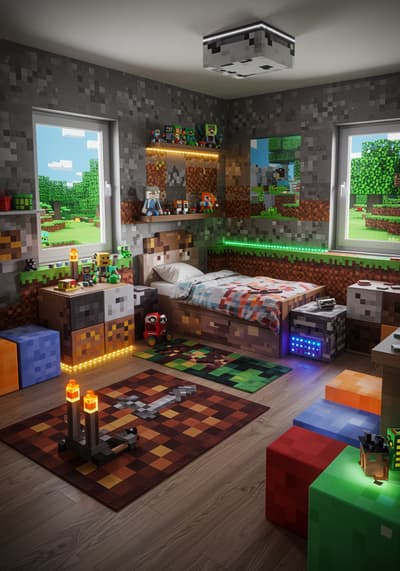 minecraft kids bedroom interior design inspiration