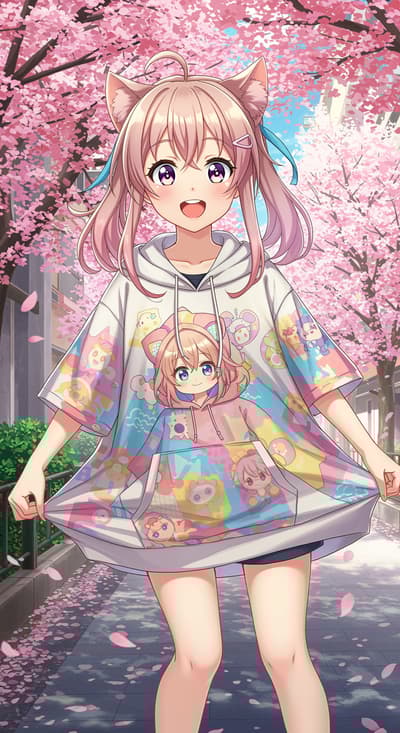 hoodie cute anime girl