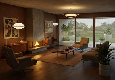 1950's mid century modern house interior