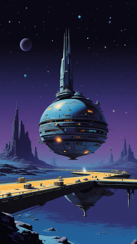 <lora:ck-70sScifi:1>, ck-70scf, a photograph,
a spacecraft in the docks, scenery is a starry night