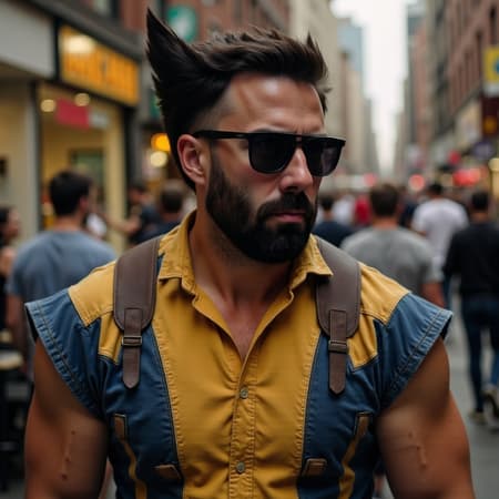 man dressed up as wolverine from marvel
