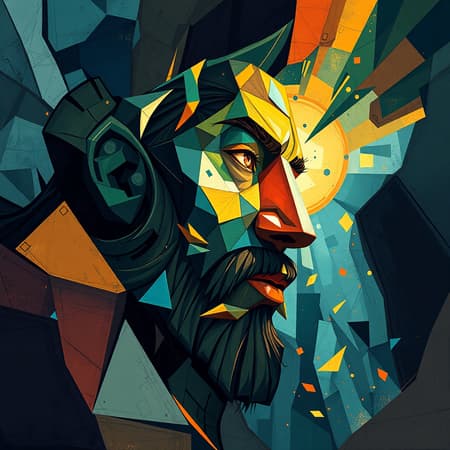 A creative pioneer channeling the spirit of innovation, blending complex details with dynamic colors, shaping stories that explore the dimensions of cubism. Each digital brushstroke carves a journey lit by fervor and commitment, building a Cubist legacy as limitless as the vast expanse of artistic imagination.