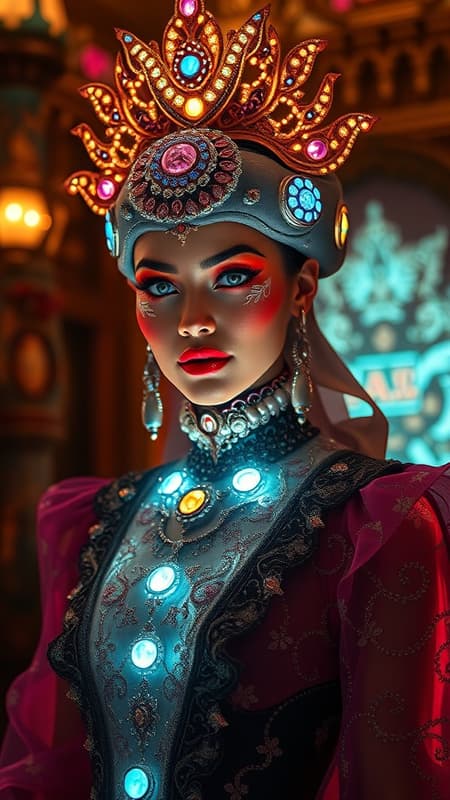 Character design, luminogram, vivid focus, vibrant, intricate, cinematic, lavish, glamorous, high-fashion allure, iconic, fashion elite, editorial elegance, magazine allure, whimsical ambiance, ethereal glow, otherworldly allure, surreal realism, avant-garde ensemble.