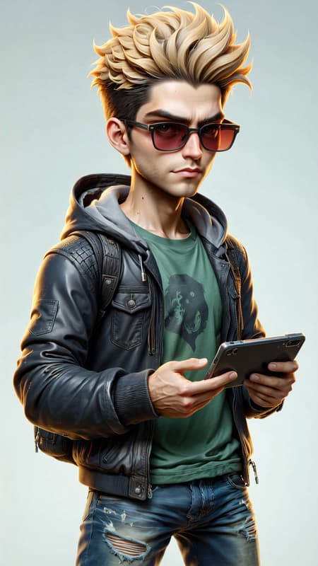 Supervillain, evil genius. Self-centered, whiny, brat, narcissistic, rude, a complete d-bag, and possibly a sociopath---and he's only a young teenaged kid (between 11 and 14years old). He is a trust fund kid from a very wealthy family, he's had everything handed to him on a silver platter. He's heard the word "no" maybe twice in his life. Spoiled, coddled, catered to, he has no idea how real people live, nor does he care. He cares about no one and nothing, but he LOVES TOYS...but not simple toys, he loves shiny things that light up and make noise (blip, bleep, bloop!), and he knows how to create them HIMSELF: toy guns that shoot real lasers, giant robots that terrorize people, dolls and teddy bears that carry weapons and attack people. His favorites are video games, the more violent the better. If they cause someone to go deaf or blind, not his problem. He's too smart for high school, and too much of a know-it-all for college. 

Caucasian young boy. He's tall, lithe, thin, wiry. He's average looking with a strawberry-blonde faux-hawk hairstyle and freckles. He wears braces on his teeth and is slightly geeky looking. He has light brown eyes with gold flecks. He usually wears acid washed jeans, sneakers of any color, t-shirts of any color, and a big black hoodie jacket . The only things that indicate that he has any money are the big diamond stud in his ear, the big gold chain around his neck, and the ridiculously expensive smart phone that most kids can't afford. His phone is his command center, and what he uses to program his evil toys. He will probably become a cyber criminal when he grows up... 