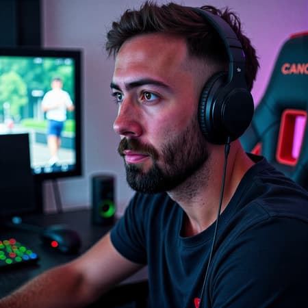 Man Playing Video Games As An Online Streamer man playing video games as an online streamer
