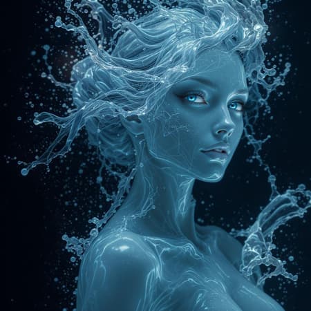 Enchanting woman formed from water, realistic fantasy art, hyper-detailed with mesmerizing photo-realistic eyes, dynamic water splashes, mysterious lighting, 8k UHD with HDR quality, inspired by the model Dark Sushi 25D, maintaining beauty and grace without distortions or irregularities, ensuring clarity and coherence, avoiding elements such as low resolution, out-of-frame blurriness, image artifacts, watermarks, logos, text, and fragmented visuals. Enchanting woman formed from water, realistic fantasy art, hyper-detailed with mesmerizing photo-realistic eyes, dynamic water splashes, mysterious lighting, 8k UHD with HDR quality, inspired by the model Dark Sushi 25D, maintaining beauty and grace without distortions or irregularities, ensuring clarity and coherence, avoiding elements such as low resolution, out-of-frame blurriness, image artifacts, watermarks, logos, text, and fragmented visuals.