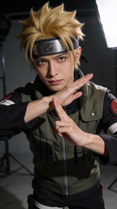 Transform The Uploaded Anime/cartoon/drawing Into Transform the uploaded anime/cartoon/drawing into an ultra-photorealistic, lifelike photograph of a real adult human being in real life. The person is cosplaying the exact character with 100% identical pose, posture, hand gestures, facial expression, eye direction, hairstyle, hair color, outfit, accessories, props, and background elements. Preserve every single detail of the composition and camera angle as in the original image but instead realistic. The entire setting should be transformed to photorealism with cinematic camera techniques such as depth of field and focus, all objects should have detailed realistic texture. Adjust all exaggerated anime/cartoon proportions to natural, attractive real-human anatomy (realistic body ratios, normal-sized eyes, subtle bone structure). Add photorealistic skin texture with pores and subtle imperfections, lifelike eyes with catchlights and depth, detailed hair strands, realistic fabric folds and material textures, natural shadows, cinematic studio lighting or matching the original scene lighting perfectly. Ultra-high detail, sharp focus, 8K resolution, professional photography quality, no cartoon/illustration/anime artifacts remaining,