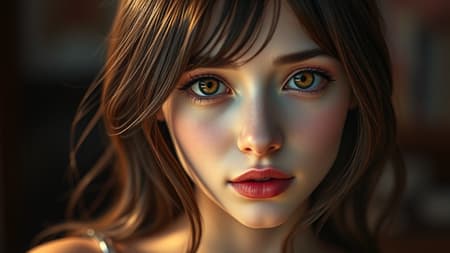 A 20-year-old brunette woman in a full-body portrait showcasing a beautiful and perfect face with deliberately crafted features and cinematic lighting. Her striking amber eyes add to the ultra-realistic and high-quality essence of the image. The scene is artfully balanced with a hint of surreal and dreamlike elements, evoking the style of anime or manga with a touch of 3D rendering. The composition reflects whimsical hints of transformation, with unexpected and imaginative features like extra limbs or playful distortions, while maintaining a sense of beauty and intrigue. The colors are richly saturated yet harmonious, offering an artistic balance between clarity and a touch of the unexpected, inviting the viewer into a world of vivid creativity and imagination. A 20-year-old brunette woman in a full-body portrait showcasing a beautiful and perfect face with deliberately crafted features and cinematic lighting. Her striking amber eyes add to the ultra-realistic and high-quality essence of the image. The scene is artfully balanced with a hint of surreal and dreamlike elements, evoking the style of anime or manga with a touch of 3D rendering. The composition reflects whimsical hints of transformation, with unexpected and imaginative features like extra limbs or playful distortions, while maintaining a sense of beauty and intrigue. The colors are richly saturated yet harmonious, offering an artistic balance between clarity and a touch of the unexpected, inviting the viewer into a world of vivid creativity and imagination.