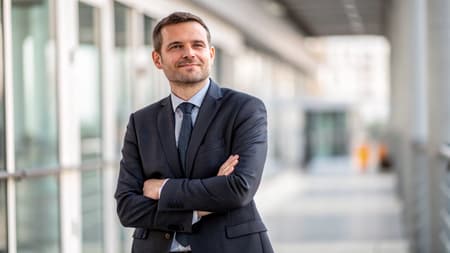a realistic stock photo of man in a suit