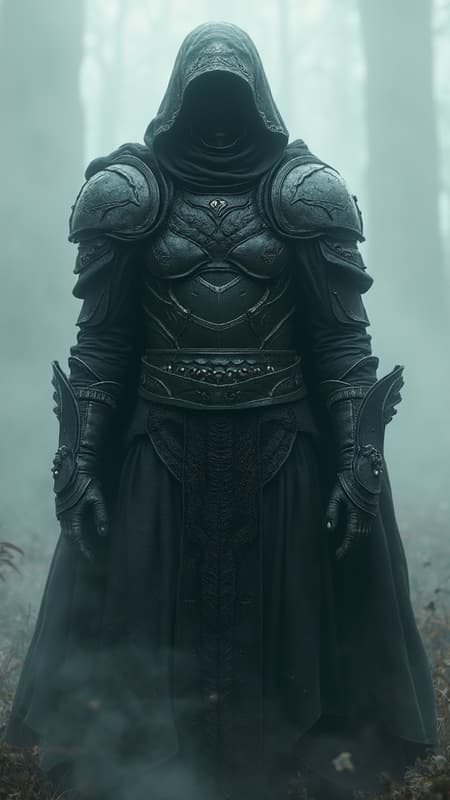 Character Concept, Gothic Art Character concept, gothic warrior, full armor attire, enveloped in haze, realistic rendering, octane visuals, unreal engine precision, intricately detailed, atmospheric illumination, extremely lifelike, 8k resolution, high dynamic range --aspect ratio 9:16 --version 5 --style 750.
