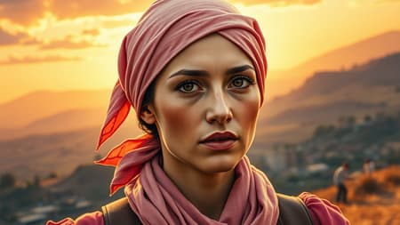 A breathtaking masterpiece of Socialist Realism, capturing the spirit of resilience and strength, featuring a woman adorned with a soft pink bandana and a matching hat. Her determined gaze is framed by dynamic angles and dramatic lighting that imbue the scene with life and movement. Inspired by the iconic style of Alexander Deyneka, the artwork showcases a vibrant landscape bustling with industrious activity in the background, symbolizing progress and community. The finely detailed textures and vivid colors highlight the fabric of her attire and the subtle emotions etched on her face, creating an image of both beauty and power, set against a dawn sky that bathes the scene in a warm, hopeful glow. A breathtaking masterpiece of Socialist Realism, capturing the spirit of resilience and strength, featuring a woman adorned with a soft pink bandana and a matching hat. Her determined gaze is framed by dynamic angles and dramatic lighting that imbue the scene with life and movement. Inspired by the iconic style of Alexander Deyneka, the artwork showcases a vibrant landscape bustling with industrious activity in the background, symbolizing progress and community. The finely detailed textures and vivid colors highlight the fabric of her attire and the subtle emotions etched on her face, creating an image of both beauty and power, set against a dawn sky that bathes the scene in a warm, hopeful glow.