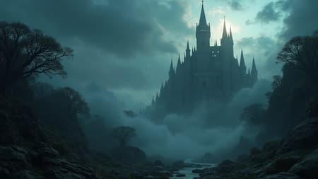 Majestic Dark Fantasy Art Majestic dark fantasy landscape illuminated with hyper-realistic volumetric lighting, intricate details weave through ancient, twisted forests and towering castles under a storm-laden sky, rendered in Full HD and 8K resolution with the precision of a concept masterpiece, the scene as if brought to life with the powerful capabilities of an Unreal Engine, breathtaking artistry that would trend on Artstation, complete with otherworldly creatures and dramatic, swirling mists that ebb and flow through the terrain.