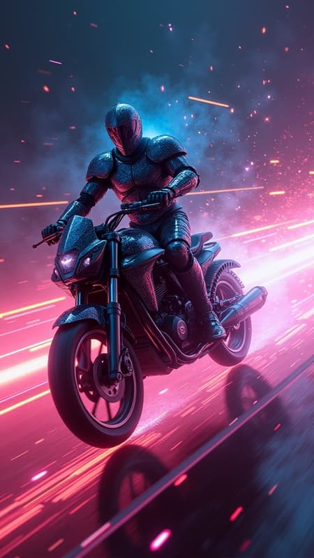Knight rider, velocity of photons, hyperspace::5 vivid, neon, intense rainbow trails::4 glowing, intricate textures, dramatic lighting::1.