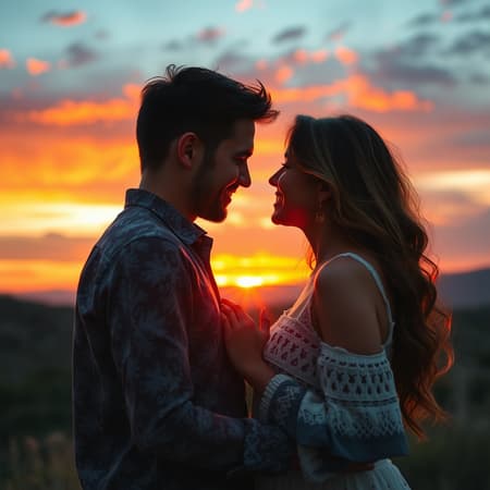 A romantic adventure under the fiery sunset sky, where love ignites with the spice of life.