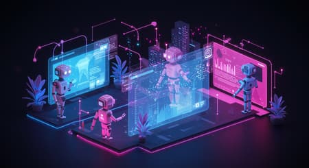 A dynamic illustration featuring futuristic marketing visuals and creative graphics, symbolizing how advanced AI powers innovative and engaging ad campaigns.
