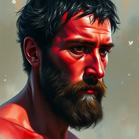 Adam, the first man, depicted with deep red skin and short black hair, in a stunning blend of biblical and gospel themes. This digital masterpiece fuses the fluidity of watercolor with the richness of oil painting, showcasing a painterly style reminiscent of masters like Jeremy Lipking and Antonio J. Manzanedo. The work is a harmonious melding of the intricate detail found in Alphonse Mucha's artistry and the emotional depth of Fuller Graves. With a nod to the soft realism of Bartolome Esteban Murillo and the dynamic compositions of JC Leyendecker, this piece captures the essence of Peter Paul Rubens' grand paintings. Enhanced by the modern techniques of Craig Mullins, it provides an ArtStation HD experience, where photorealism meets high-concept art, trending as official art in 8k resolution with unparalleled detail and creativity.