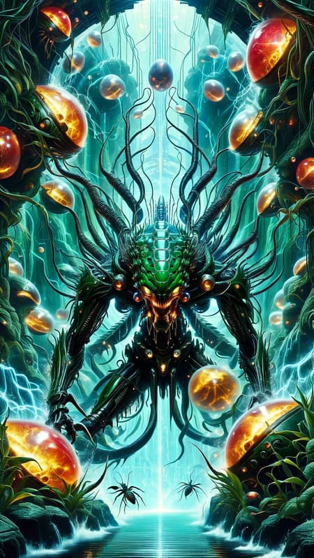 Alien invasion. Xenomorph-like creatures, they are a combination of insects, reptiles and some unkown species. They are a race of predatory beings that live in sewers or any other wet and warm place. They build their nests in these abandoned places, using the slime they continuously exude from their bodies as glue. Eggs are laid by a Queen, which are then placed in various parts of the nest. They look like medicine-ball sized orbs that are crusty on the outside, but always oozing from a slit in the top. The eggs have a slight glow of red or green. Newly hatched creatures look for human hosts to feed on. 

They are elongated, tall, lithe. Their bodies have an armor-like exoskeleton. They vary in color, from black, dark green or gray. This makes them hard to see in the dark. Claws on their hands and feet, and elongated heads with rows of 6 to 8 eyes, and jaws with double rows of long, sharklike teeth. They can be humanoid in shape, but many have 4 arms or more, as well as legs. They all have long thick tails with razor sharp ends that they can swing at their targets. Newly born creatures are tiny versions of this with the razor tail, but they will use that tail to latch on to a target. The razor-tail becomes sharper as they mature. 
Despite being predatory, they are fairly easy to kill once found. They exude a methane like gas from their skin, so they are extremely flammable. They will explode if exposed to flame. They also hate the cold, and will avoid it whenever possible. Intelligent races of beings know what they are, and take great pleasure in destroying them. Nothing a simple laser gun can't handle, or a photon torpedo. Full body pose, if you can catch them. They move quickly. 