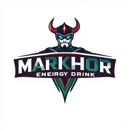 make me a logo of MARKHOR  ENERGY DRINK And a Super hero  Named captian markhor.