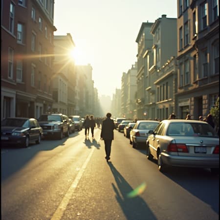 Captured on vintage-inspired film, the city streets bask in the gentle embrace of daylight, revealing a tapestry of urban life and kaleidoscope of muted colors that tell stories of everyday moments.
