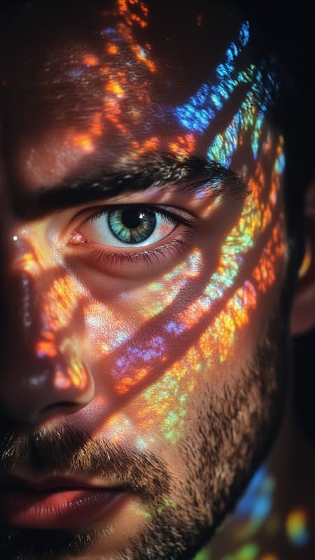 ArsMovieStill, movie still from a 60s psychedelic movie, The image is a close-up of a man's face with his eyes looking directly at the camera. The face is covered in a colorful abstract pattern of lines and shapes that create a sense of movement and energy. The lines are in various shades of red orange and blue creating a gradient effect. The pattern is made up of small wavy lines that form a wave-like shape with some areas appearing darker and others appearing lighter. The overall effect is one of energy and movement. The man's expression is intense and dramatic with a focus on his eyes and nose. The image is taken from a slightly elevated angle making the colors of the lines stand out even more., eye focus, solo, close-up, looking at viewer, 1girl, portrait, blue eyes, blurry, eyelashes, bangs ArsMovieStill, movie still from a 60s psychedelic movie, The image is a close-up of a man's face with his eyes looking directly at the camera. The face is covered in a colorful abstract pattern of lines and shapes that create a sense of movement and energy. The lines are in various shades of red orange and blue creating a gradient effect. The pattern is made up of small wavy lines that form a wave-like shape with some areas appearing darker and others appearing lighter. The overall effect is one of energy and movement. The man's expression is intense and dramatic with a focus on his eyes and nose. The image is taken from a slightly elevated angle making the colors of the lines stand out even more., eye focus, solo, close-up, looking at viewer, 1girl, portrait, blue eyes, blurry, eyelashes, bangs