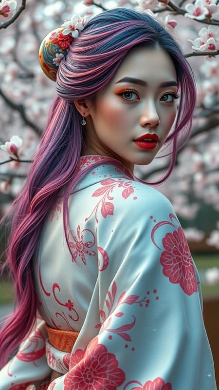 Shukezouma, octane render, hdr, 1girl, stunning beauty, ultra detailed eyes, mature and elegant, voluptuous and curvy, Opal droplets, painted teardrops, woman entirely composed of paint, splatter and splash, long vibrant colored hair, kimono crafted from paint, exquisitely detailed kimono texture, Opalescent paint design kimono, paint bulb, Water droplets, outdoors amidst sakura trees, vivid and dynamic colors, 16k resolution, UHD, HDR10, Absurdres, Model: Lyriel 1.5, 3d, surreal, artistic flair, smooth complexion, natural anatomy, delicate features, deep expressive eyes, graceful and poised, harmonious scene, captivating surroundings, clear and sharp details, perfect symmetry, no distortions, balanced composition, immersive and enchanting visual.