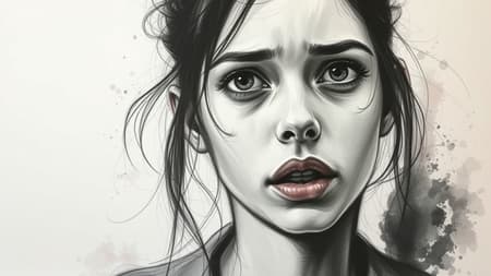 Young woman in a charcoal drawing, vivid emotions radiate through bold strokes.