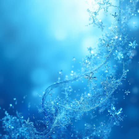 A high-definition abstract image in varying tones of blue, featuring delicate and intricate geometric patterns interspersed with elements that appear to be gracefully floating or in motion, all set against a backdrop of light blue and deep blue hues that create a sense of depth and serenity.