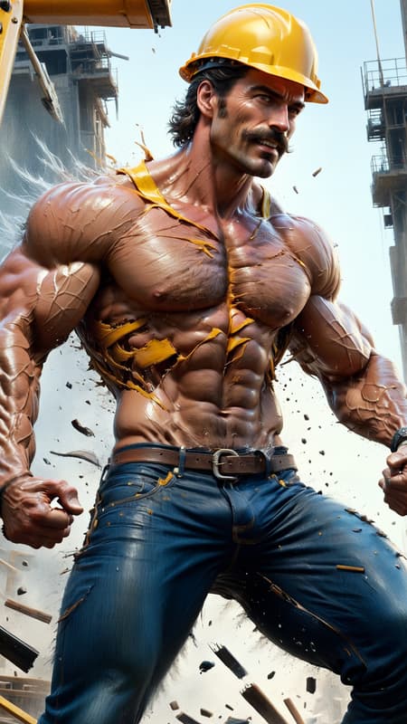 I had a dream that I was walikg by a construction site, and I saw the sexiest, most handsome construction worker there. He was a tall Caucasian male with dark brown hair, blue eyes and a mustache. He wore a bright yellow hard hat on his head. It was hot and muggy out, so he had taken off his shirt. The sun glinted off his sweaty body, the hair on his chest and under his arms wet with perspiration. His muscles were big and his body fit, his jeans were dirty but they hugged his well muscled legs, them also soaked with sweat. He saw me looking at him and I thought he'd be offended-- he smiled at me and flexed his arms, his armpits and hairy chest visible. After his brief show, he turned around and went back to work. I still cary thst memory with me, fondly... 