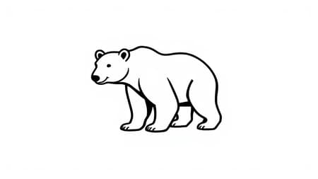A logo featuring a polar bear, vector illustration, unique and striking, monochrome, clean bold lines, minimalist outline art, centrally positioned on a white backdrop, with subtle creative embellishments to enhance visual interest.