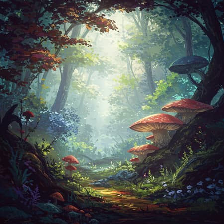 dreamlikeart, Masterpiece, painting of an enchanted forest, ethereal glow, bursting with vibrant colors, mushroom-like foliage, soft illumination, highly detailed, rendered in unreal engine 5 style, by Vincent Van Goth, UHD, HDR, 16K. Elements to avoid: jpeg artifacts, low quality, low resolution, text, watermarks, logos, letters, signatures, usernames, words, blurriness, cropping, cartoonish style, poor quality, out of frame, repetition.