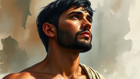 Adam, depicted as the first man with rich red-toned skin and striking black short hair, presented in a digital masterpiece blending elements of biblical and gospel themes. The artwork combines watercolor, oil, and painterly styles, capturing influences from masters like Jeremy Lipking, Antonio J. Manzanedo, and Alphonse Mucha. Evoking the classic elegance of Fuller Graves and Bartolome Esteban Murillo, alongside the dynamic strokes of JC Leyendecker and Craig Mullins. The piece channels the grandeur of Peter Paul Rubens, merging detailed painting techniques with the precision of CGSetivity, highlighting a trending concept art style on ArtStation. Rendered in high-definition 8k for photorealism, this official art is a tribute to timeless creativity in a contemporary digital format.