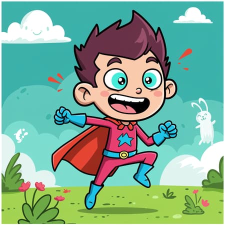 cartoon character illustration, whimsical children's comic book hero, comically overstated features --ar 1:2 --stylize 750
