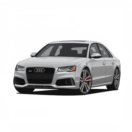 Audi RS8 concept minimalist illustrator style white background traditional oil painting simplistic cartoon larme kei simple line work gray subtle creative modifications to enhance core concept