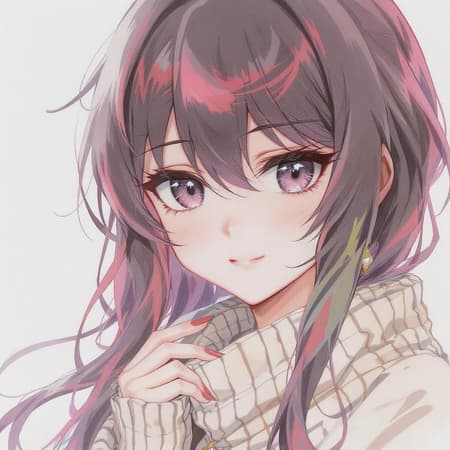 Anime girl, inspired by the style of Frank Thorne, embodying romanticized femininity, influenced by Makoto Aida, capturing elegance, expressive and emotive facial details in a close-up composition, aspect ratio 3:4, with a high degree of stylization and artistic flair, enhanced by Niji mode version 5.