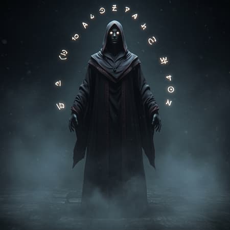 A photorealistic character design of a void arcanist enveloped in mystical mist, captured with hyper-detailed clarity using octane render and unreal engine, showcasing volumetric lighting and HDR effects. The scene features a tall, enigmatic figure cloaked in deep, flowing robes that appear to waver between reality and the ethereal. Their eyes glow with a subtle, otherworldly light, and magical symbols float gently around them, casting a faint luminescence in the mist. The arcanist stands confidently in a darkened environment, where the interplay of shadows and light creates an immersive, atmospheric ambiance with a dramatic sense of depth and realism. The aspect ratio is 9:16, emphasizing the character's commanding presence within this mystical realm.